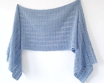 Clearwater Crochet Shawl Pattern: Sideways Filet Rectangle Wrap (PDF Pattern)