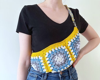 Crochet Cross Body Bag Pattern, Granny Square Cross Body Bag, Crochet Boho Cross Body Bag, Crochet Beginner Crossbody Bag, Granny Square Bag