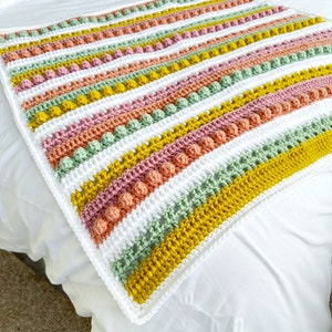 Yasmin Blanket Pattern, Crochet Baby Blanket Pattern, Crochet Bobble Blanket Pattern, Crochet Pattern, Baby Blanket Pattern, Filet Crochet