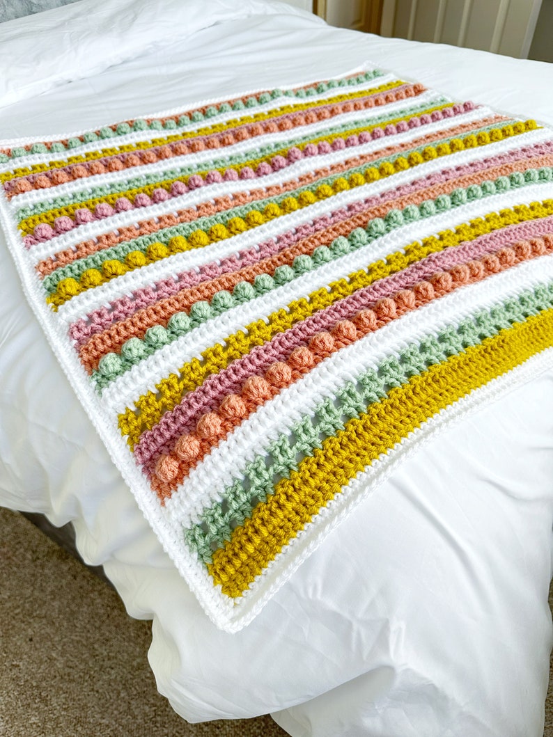 Yasmin Blanket Pattern, Crochet Baby Blanket Pattern, Crochet Bobble Blanket Pattern, Crochet Pattern, Baby Blanket Pattern, Filet Crochet image 1