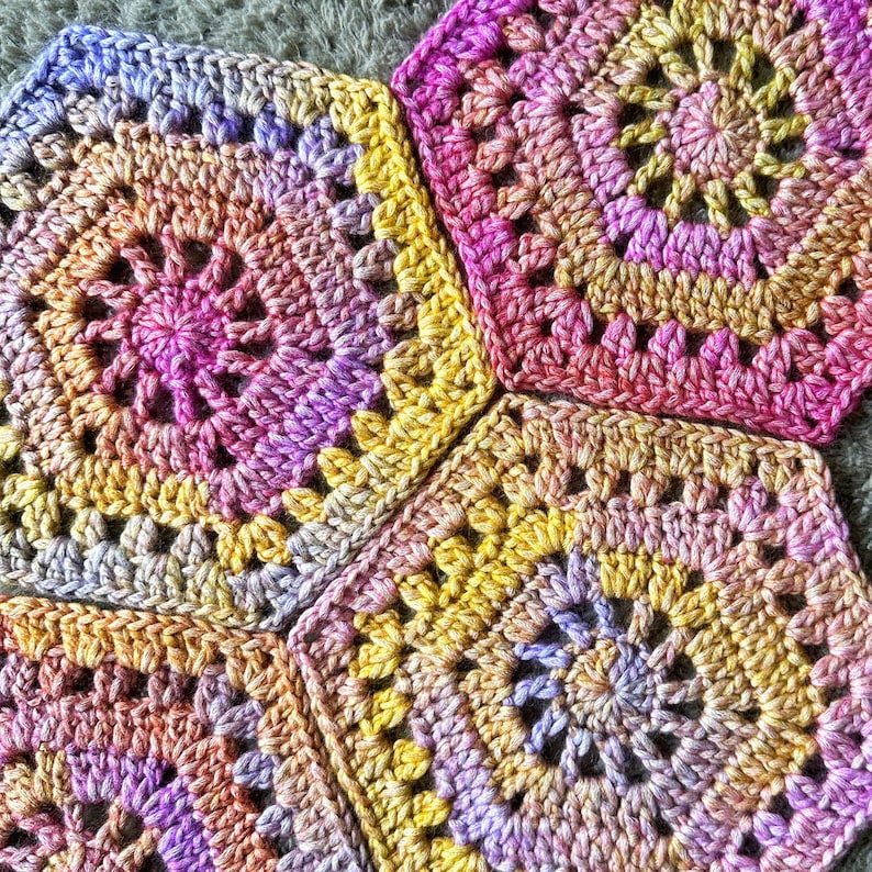 Crochet Granny Hexagon Pattern, Crochet Hexagon Motif pattern, Crochet Hexagon pattern, Crochet Bag, Hexie Spirit Granny Hexagon Pattern image 6