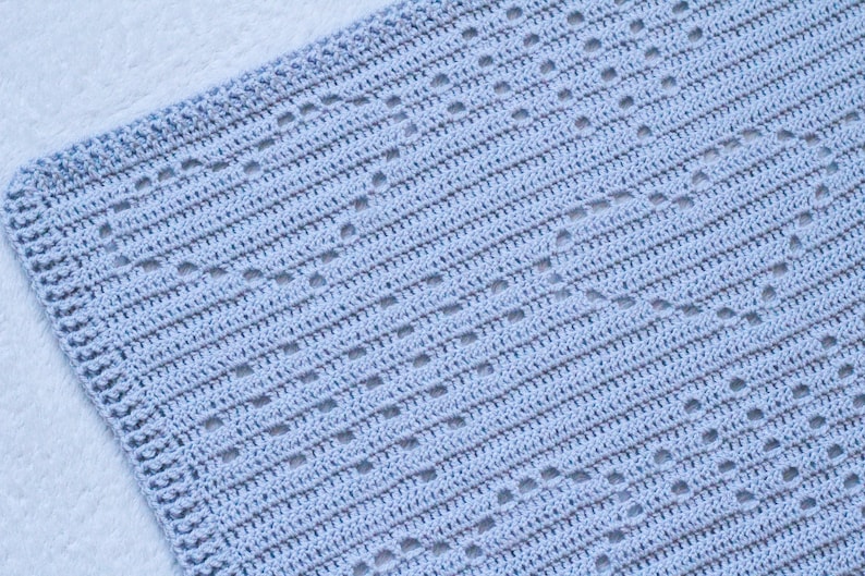 LITTLE LOVE Baby Blanket, Crochet Blanket Pattern, Filet Hearts Baby Blanket, Crochet Pattern, Filet Crochet Blanket Pattern, Baby Blanket image 6