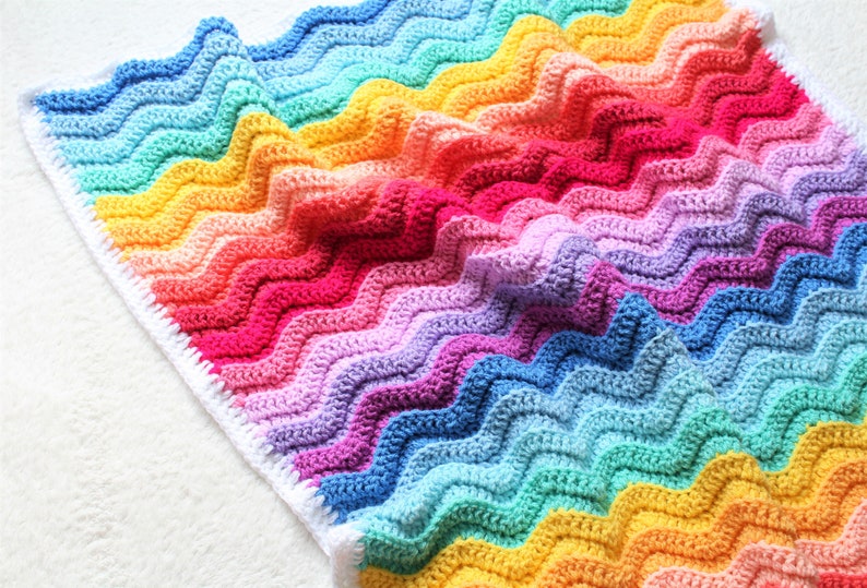 Crochet Baby Blanket Pattern, Chunky Rainbow Ripple Baby Blanket Pattern, Crochet Pattern, Baby Blanket Pattern, Ripple Baby Blanket Pattern image 7