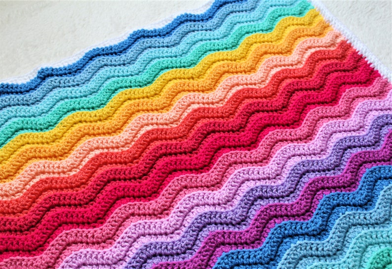 Crochet Baby Blanket Pattern, Chunky Rainbow Ripple Baby Blanket Pattern, Crochet Pattern, Baby Blanket Pattern, Ripple Baby Blanket Pattern image 6