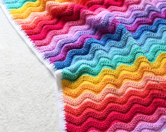 Crochet Baby Blanket Pattern, Chunky Rainbow Ripple Baby Blanket Pattern, Crochet Pattern, Baby Blanket Pattern, Ripple Baby Blanket Pattern