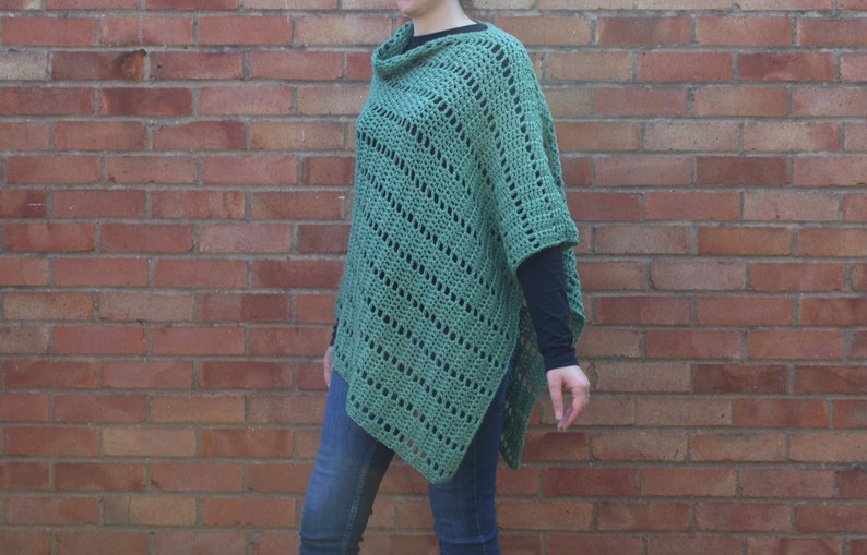 Darla Asymmetrical Poncho, Crochet Pattern, Crochet Poncho Pattern, Crochet Asymmetrical Poncho, Crochet Clothing, Filet Crochet, Poncho image 3