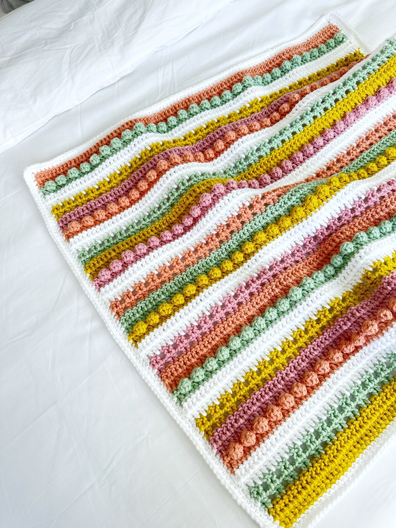 Yasmin Blanket Pattern, Crochet Baby Blanket Pattern, Crochet Bobble Blanket Pattern, Crochet Pattern, Baby Blanket Pattern, Filet Crochet image 4