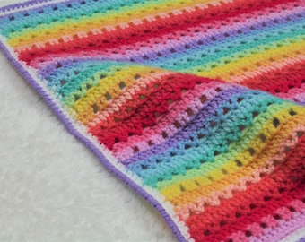 Lucie Blanket, Crochet Blanket Pattern, Baby Blanket Pattern, Crochet Throw Pattern, Crochet Rainbow Blanket, Easy Blanket Pattern, Blanket