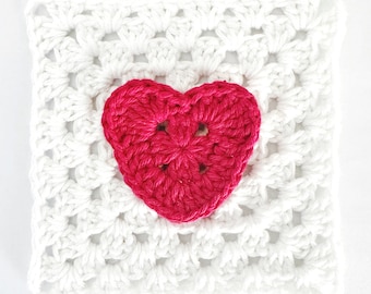 Valentines Heart Granny Square Crochet Pattern (PDF)