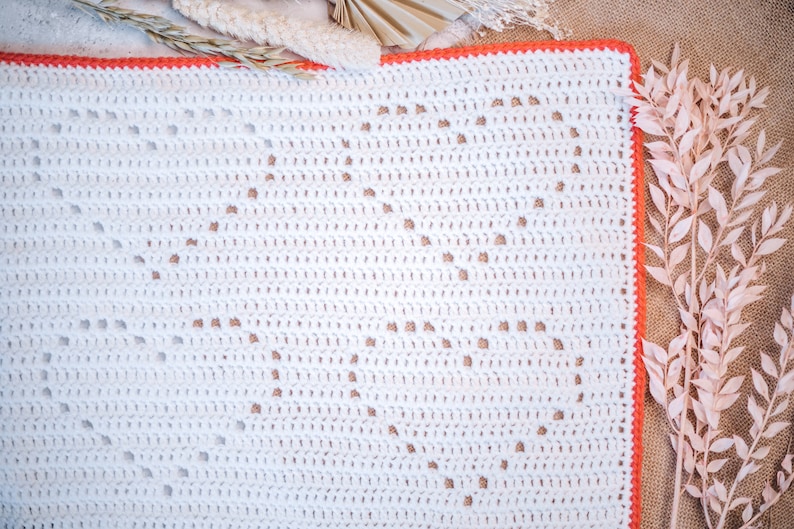 My Love Crochet Blanket Pattern, Crochet Pattern, Baby Blanket Pattern, Heart Baby Blanket Pattern, Crochet Baby Blanket, Filet Crochet Baby image 3