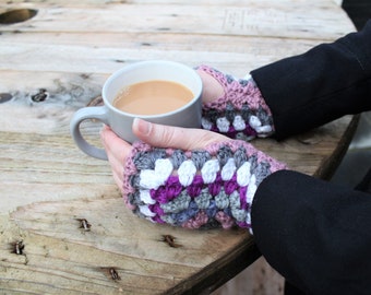 Granny Square Fingerless Gloves, Crochet Pattern, Crochet Gloves Pattern, Crochet Granny Square, Crochet Fingerless Gloves, Crochet Mitts