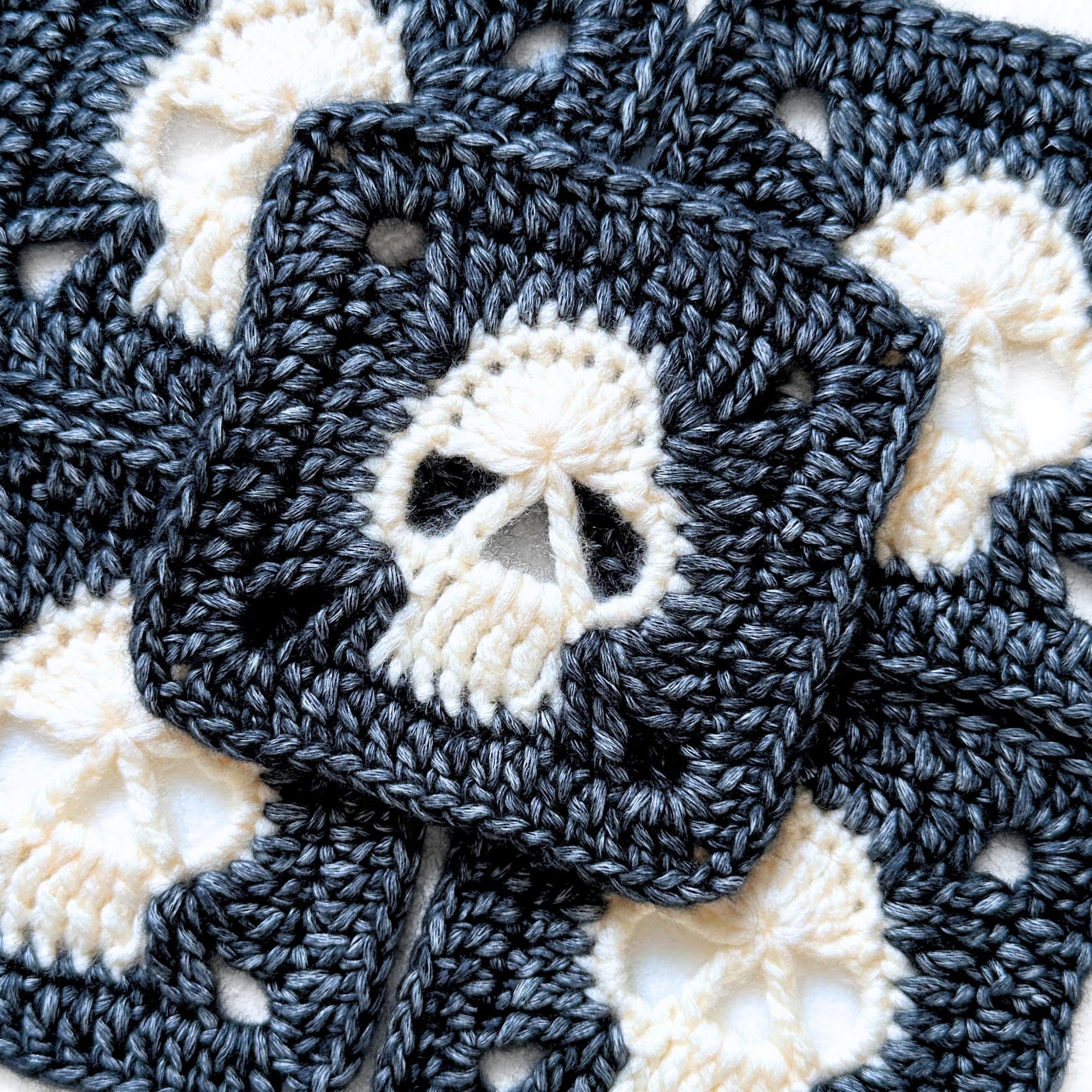 25 Skull Granny Square Crochet Patterns for Halloween, Gothic Decor, and Clever Motifs 12 Crochet Skull Granny Square Pattern: Halloween Decor