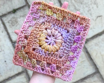 Granny Square Crochet Pattern, Crochet Square Pattern, Puff Stitch Granny Square Pattern, Crochet Pattern, Easy Crochet Granny Square #4