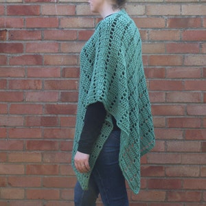 Darla Asymmetrical Poncho, Crochet Pattern, Crochet Poncho Pattern, Crochet Asymmetrical Poncho, Crochet Clothing, Filet Crochet, Poncho image 4