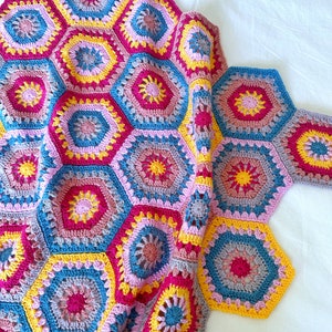 Hexagon Crochet Blanket Pattern, Granny Hexagon Blanket Pattern, Crochet Blanket Pattern, Hexagon Motif Pattern, Crochet Throw Pattern