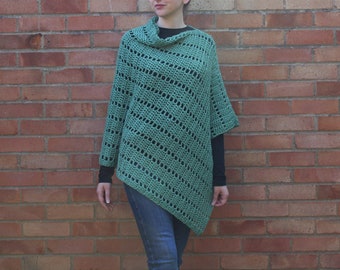 Darla Asymmetrical Poncho, Crochet Pattern, Crochet Poncho Pattern, Crochet Asymmetrical Poncho, Crochet Clothing, Filet Crochet, Poncho