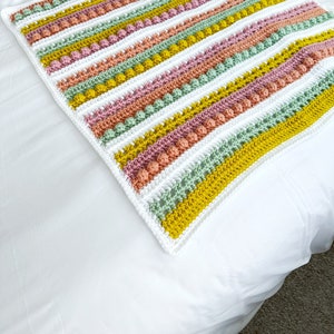 Yasmin Blanket Pattern, Crochet Baby Blanket Pattern, Crochet Bobble Blanket Pattern, Crochet Pattern, Baby Blanket Pattern, Filet Crochet image 7
