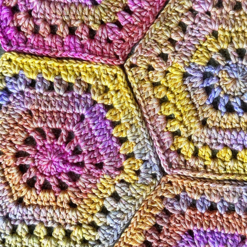 Crochet Granny Hexagon Pattern, Crochet Hexagon Motif pattern, Crochet Hexagon pattern, Crochet Bag, Hexie Spirit Granny Hexagon Pattern image 8