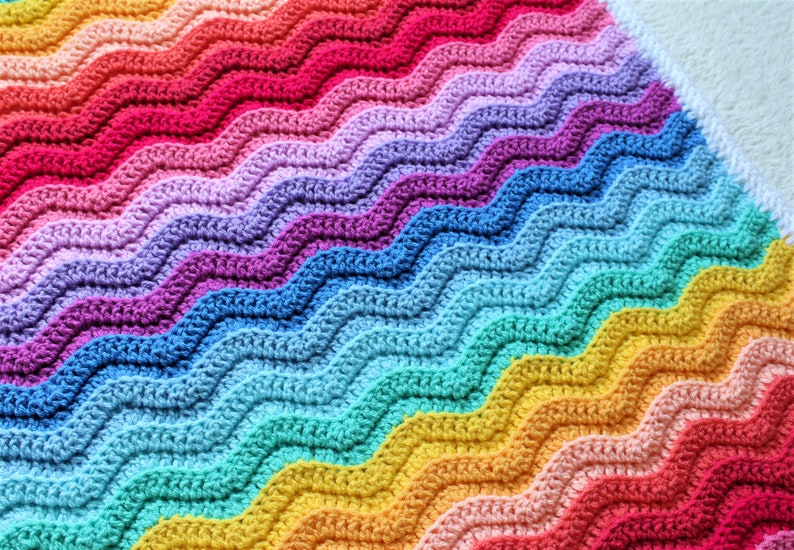 Crochet Baby Blanket Pattern, Chunky Rainbow Ripple Baby Blanket Pattern, Crochet Pattern, Baby Blanket Pattern, Ripple Baby Blanket Pattern image 5