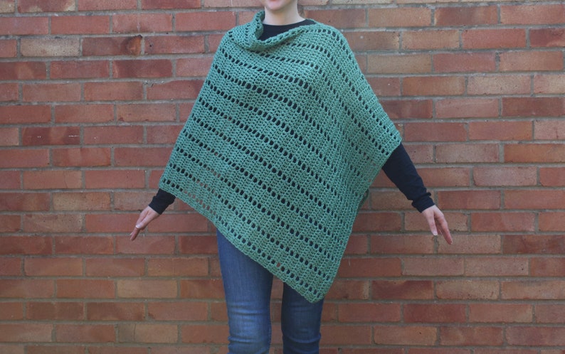 Darla Asymmetrical Poncho, Crochet Pattern, Crochet Poncho Pattern, Crochet Asymmetrical Poncho, Crochet Clothing, Filet Crochet, Poncho image 2