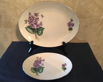 Homer Laughlin Rhythm Violets China Oval Serving Plates