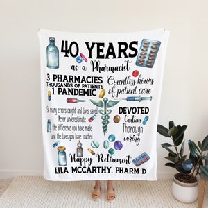 Pharmacist Retirement Gift personalized Blanket / Pharm D gift / Personalized Gift / gift for pharmacist / Retired pharmacist pharm d