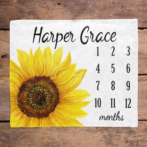 Sunflower Milestone Blanket / Sunflower Nursery / Baby Shower Gift / Baby Girl Gift / New Mom Gift / Newborn baby gift  Sunflower theme