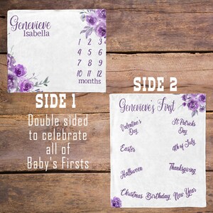 Purple Rose Milestone Blanket / Baby Girl / Baby Month Blanket / Baby Shower Gift / Floral Milestone Baby Girl Gift / New Mom Gift