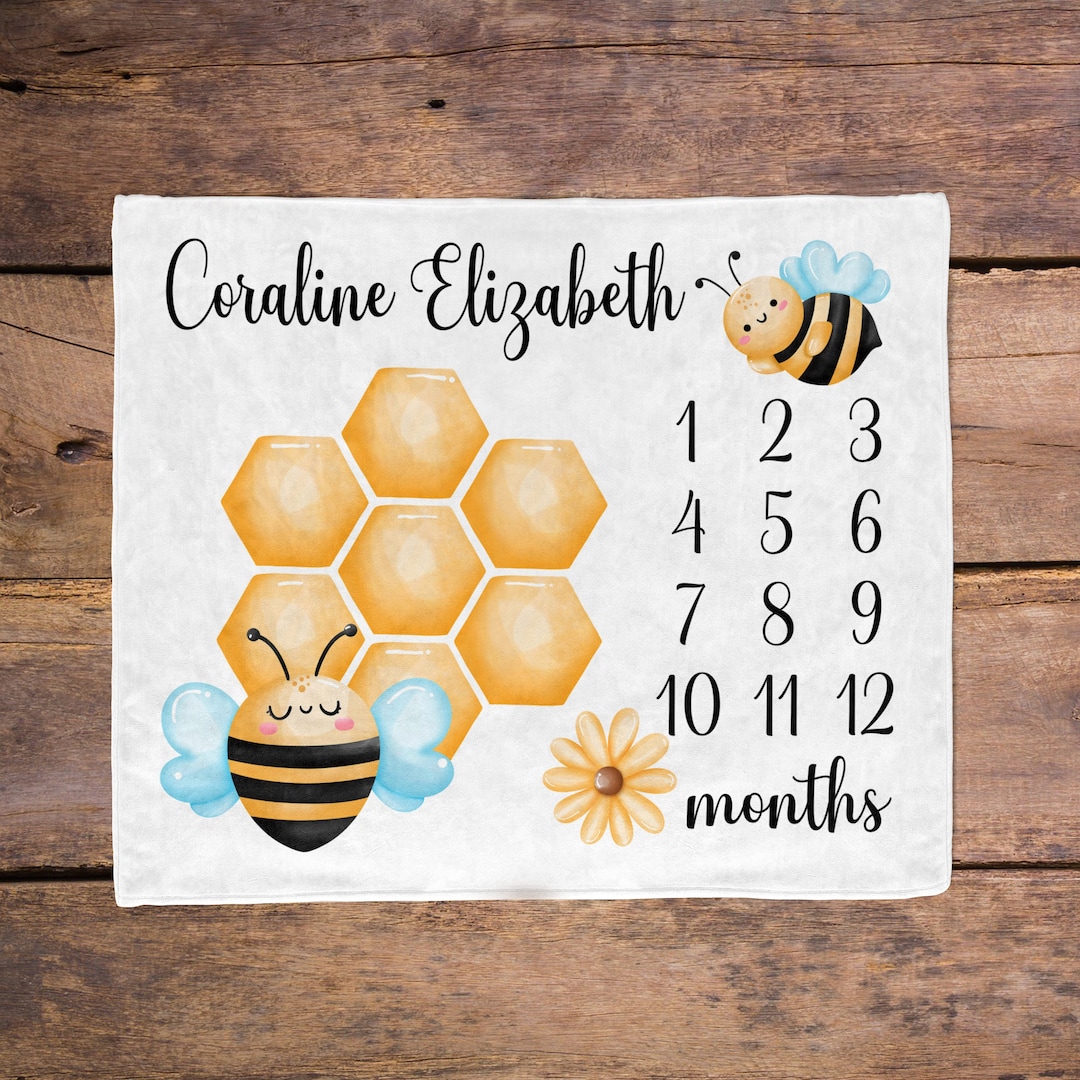 Honey Bee Baby Blanket / Honey Bee Nursery / Baby Girl Milestone ...