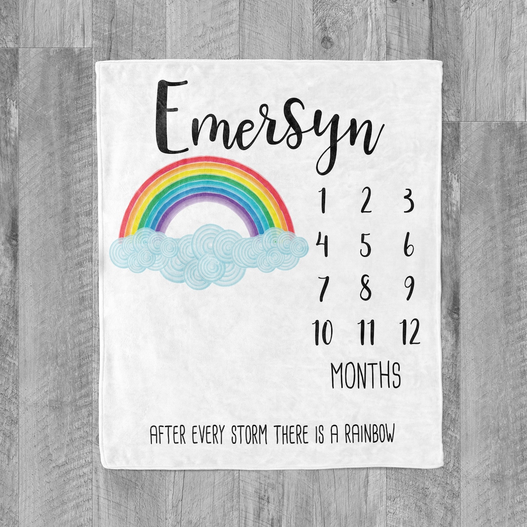Rainbow Baby Milestone Blanket /after Storm / Baby Month Blanket / Baby