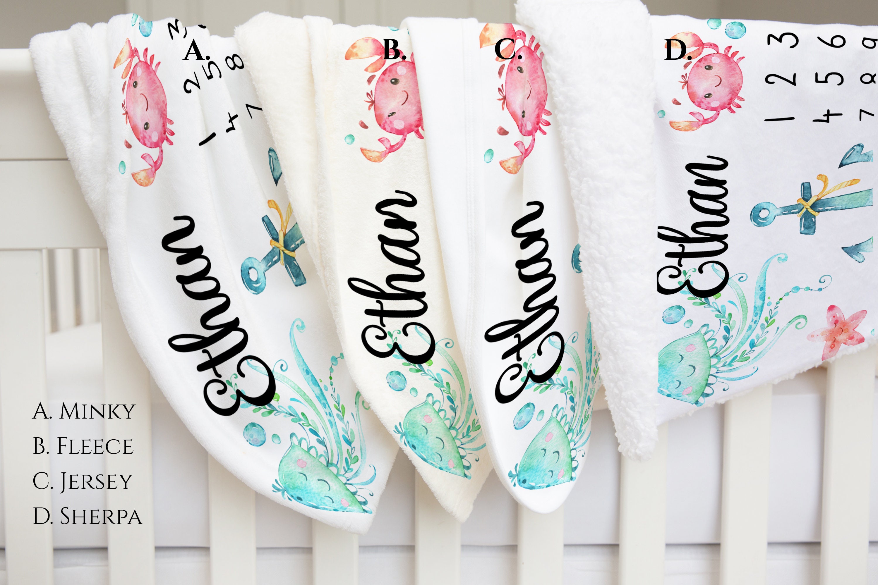 Under the Sea Baby Milestone Blanket / Fish Ocean Milestone / Month ...