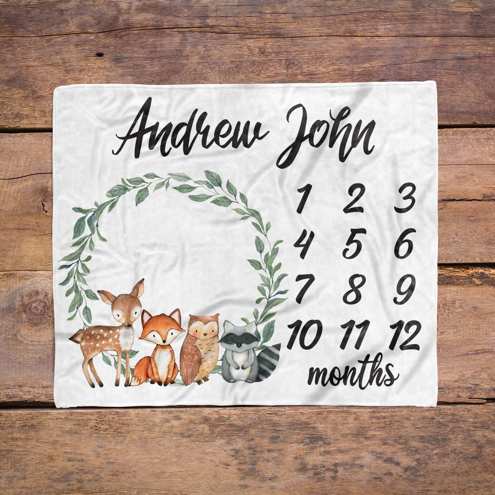 Woodland Animal Milestone Blanket / Baby Boy Milestone / Baby Girl ...