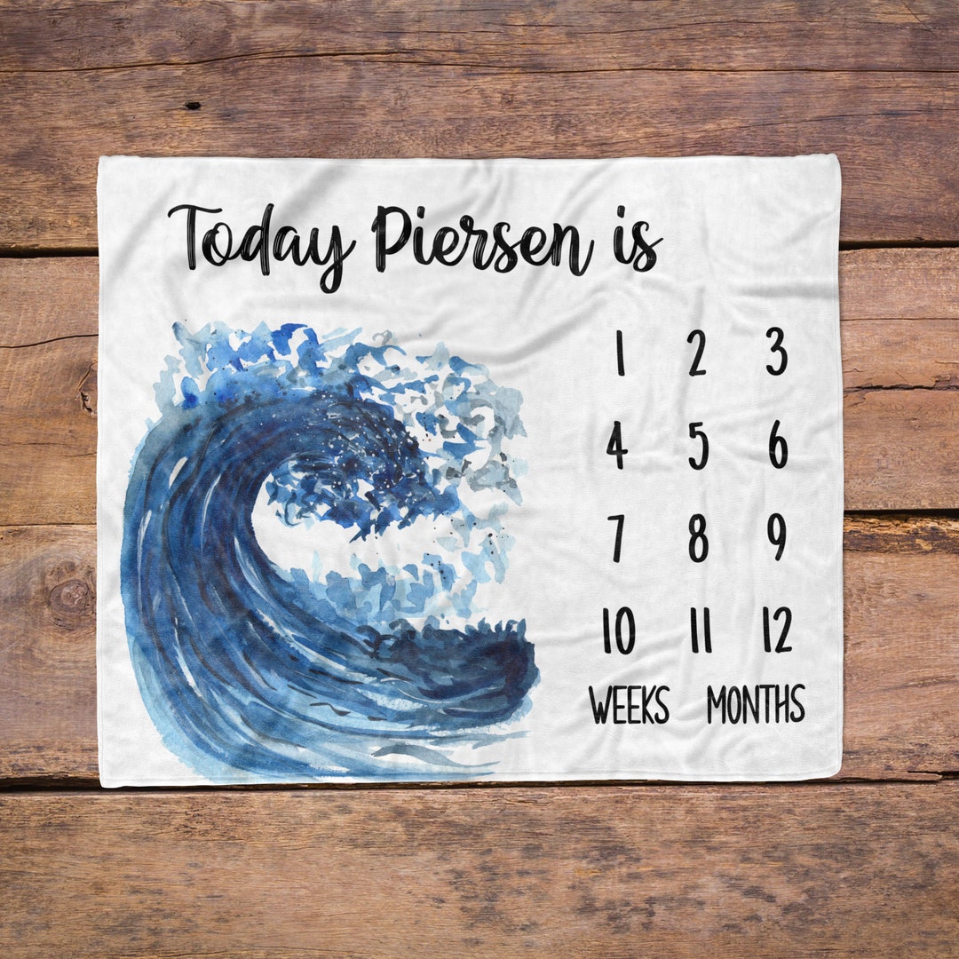 Ocean waves Milestone Blanket / Surfing Waves Milestone / Month Blanket