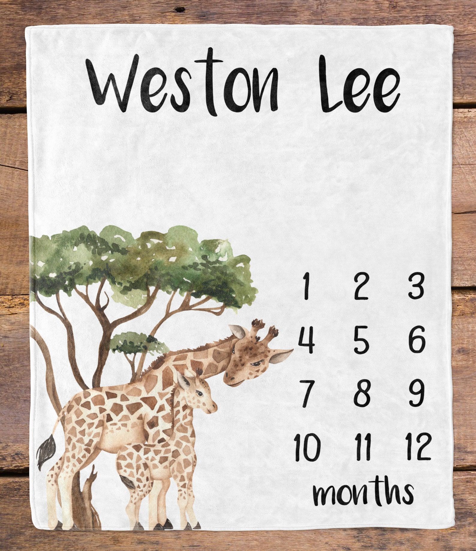 Giraffe Baby Milestone Blanket / Jungle Animals Boy / Month Blanket ...