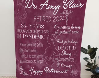 OB GYN Doctor Physician Retirement Gift personalized Blanket / doctor gift / Personalized Gift / gift for ob friend doctor retirement OBGYN