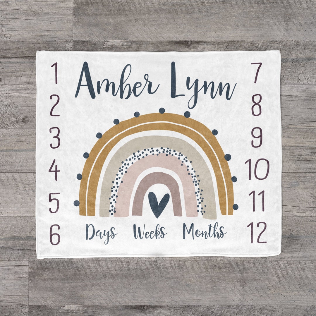 Rainbow Baby Milestone Blanket /after Storm / Baby Month Blanket / Baby