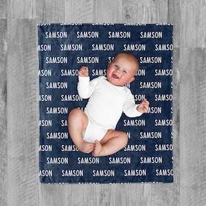 Personalized baby blanket / baby name blanket / Name swaddle / navy baby blanket / new mom gift / baby boy blanket gift / newborn boy gift