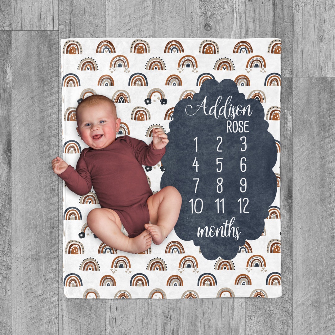 Rainbow Baby Milestone Blanket /after Storm / Baby Month Blanket / Baby