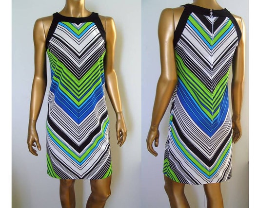 Super Mod Psychedelic Stripe Tiny Sleeveless Dress Xs