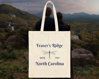 Fraser's Ridge, Cotton Canvas Tote Bag, In Blue