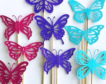 Butterfly Glitter Drink Stirrers| Butterfly Drink Decorations| Butterfly Cake Toppers| Butterfly Wands