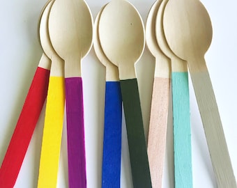 Cucharas de madera pintadas a mano/Cucharas de madera biodegradables/Suministros ecológicos para fiestas