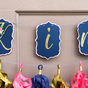 Floral Personalized Name Banner and Curly Tassel Garland, Floral Baby Shower Decorations, Floral Garden Party Decorations image 4