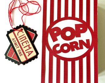Boîte de pop-corn de cadeau de film, boîte de film de nuit de date, boîte de pop-corn, pop-corn vintage, fête d'anniversaire de film, boîte-cadeau 3D, faveur de partie de cirque
