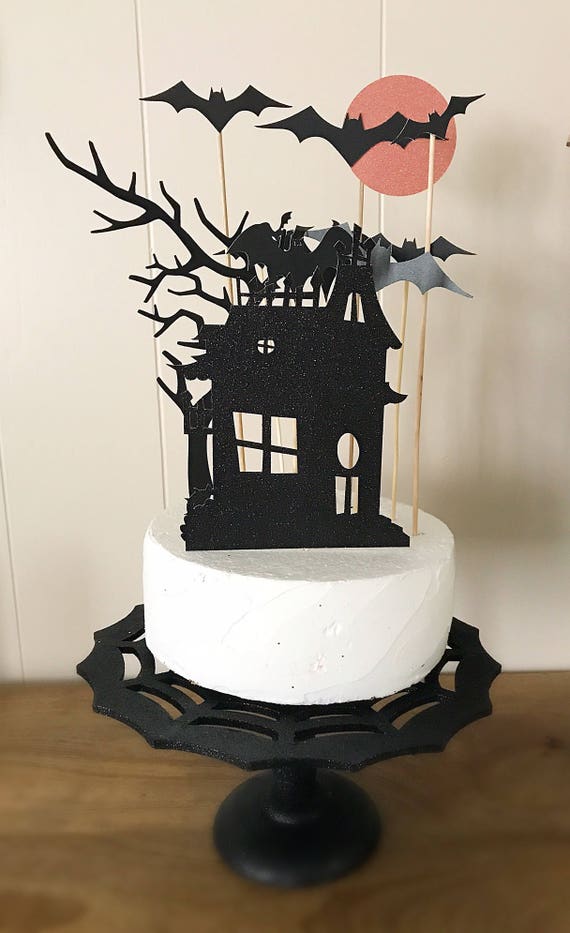 Haunted House Cake Topper Set, Halloween Party Cake Decor, Bat Cake Topper, Cake Toppers for Halloween Party, Halloween Decorations Il_570xn