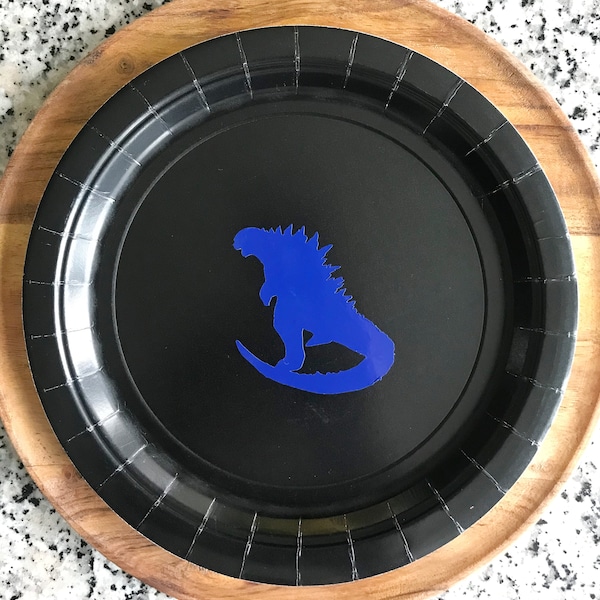 Godzilla Black Paper Plates| Godzilla Party| Godzilla Decorations| King Of The Monsters| Godzilla Birthday