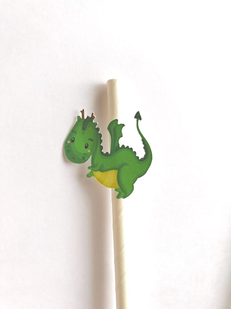 Unicorn and Dragon Paper Straws Unicorn and Dragon Birthday Party Twin Birthday Party Paper Straws image 5