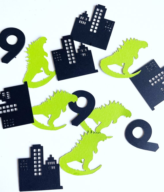 Personalized Godzilla Birthday Confetti, Godzilla Birthday Decorations, Dinosaur Confetti, Birthday Toss, Green Confetti Il_570xn