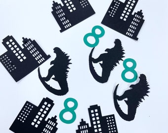 Godzilla Birthday Party Confetti, Black Confetti, Godzilla Party Supplies, Godzilla Table Scatter, Godzilla Party Decor, Skyscraper Confetti