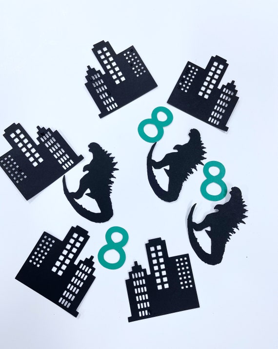 Godzilla Birthday Party Confetti, Black Confetti, Godzilla Party